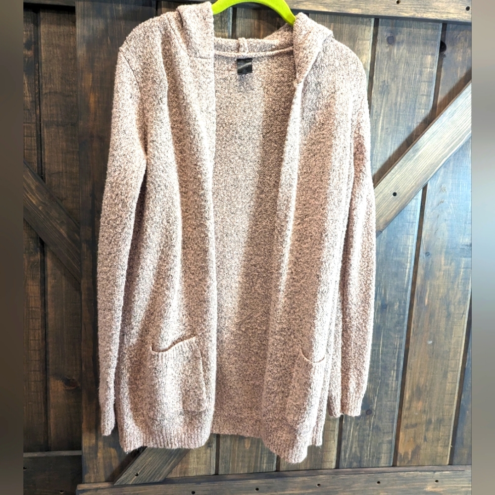 XS Mauve hooded cardigan sweater